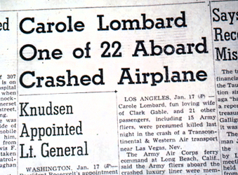 Newspaper Coverage of Lombard's Death